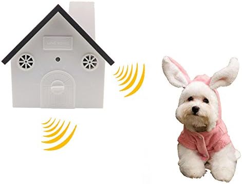 New Double Ultrasonic Outdoor Bark Controller Dog Barking Off Limiter Anti-Bark Training Birdhouse Silence Control for Pets (Brown)