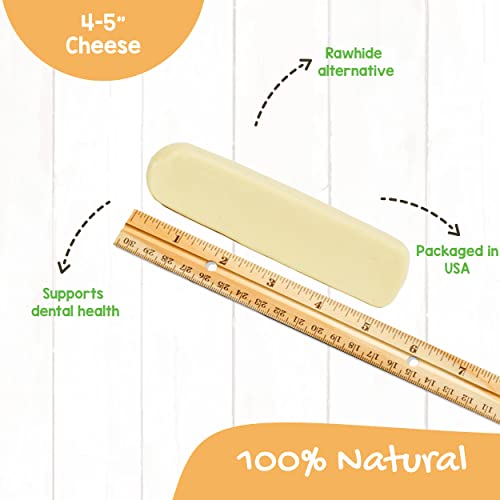 NATURE GNAWS AMERICAN CHEESE CHEWS FOR DOGS – LONG LASTING HARD CHEW TREATS – RAWHIDE FREE DOG BONES – YAK ALTERNATIVE – MADE IN THE USA