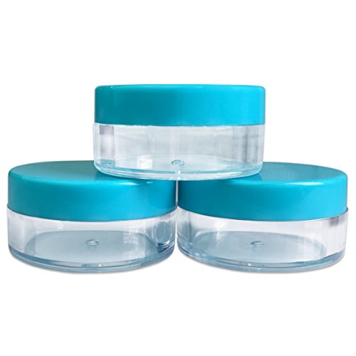 (Quantity: 40 Pieces) Beauticom 10G/10ML Round Clear Jars with TEAL Sky Blue Lids for Beads, Gems, Glitter, Charms, Small Arts and Crafts Items - BPA Free