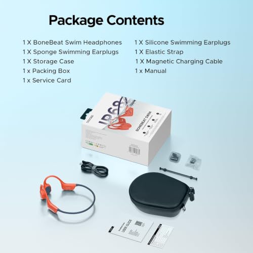 DOOGEEEco Bone Conduction Headphones IP68 Waterproof for Swimming 10H Battery Bluetooth 5.4 Storage 32GB Ideal for Cycling (Red)