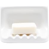 White Vintage Mounted Ceramic Soap Dish for Shower Wall,Retro Ceramic Soap Holder Porcelain Soap Dish Holder Tray for Home Ba