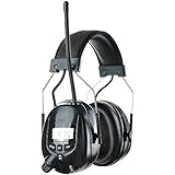 Protear AM/FM Radio Safety Ear Muffs with MP3 Compatible, Electronic Hearing Protector Noise Reduction Headphones for Mowing Working Construction - NRR 25dB Ear Protection with a Earmuff Clip