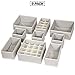 TENABORT 9 Pack Foldable Drawer Organizer Dividers Cloth Storage Box Closet Dresser Organizer Cube Fabric Containers Basket Bins for Underwear Bras Socks Panties Lingeries Nursery Baby Clothes Gray