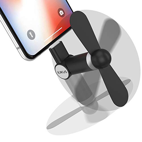 iUKUS Mini Phone Fan, [180 Rotating] Portable Mini Cooler Mobile Phone Fan Compatible with iPhone XS/XR/X/8/8+/7/7+/6, iPad, iPod (Black) - Thumbnail 6