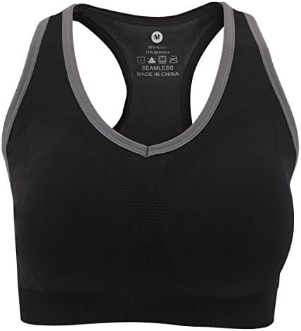 YAHA Women’s Sports Bra Racerback Yoga Workout Bra (M, Black)