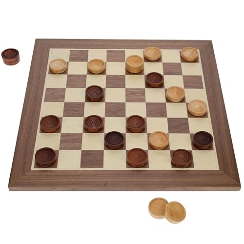 WE Games Old School Wooden Checkers Set Walnut and Natural Stain – 12 Inch Classic Board Game for Strategy Play, Gatherings, and Game Nights