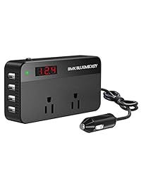 BMK 200W Inversor de corriente para automóvil DC 12V a 110V AC DC DC Adaptador 4 puertos USB Cargador Adaptador de enchufe para automóvil con interruptor y pantalla LCD actual