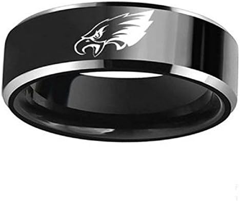 Philadelphia Eagles Logo Ring 316 Stainless Steel Men Blacck Unisex Jewelry Sport Style For Fans Gifts (11)