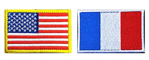 US Flag French Flag Patch, Antrix 2 Pack American Flag France Gaulish Flag Patch Military Tactical Morale Patches