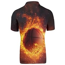 HUGS IDEA Fire Basketball Mens Golf Shirt Fashion