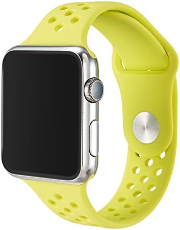 Vteyes Apple Watch Sport Band, Soft Silicone Replacement Strap For Apple Watch Series 1 Series 2 (Yellow 2, 42MM S/M)