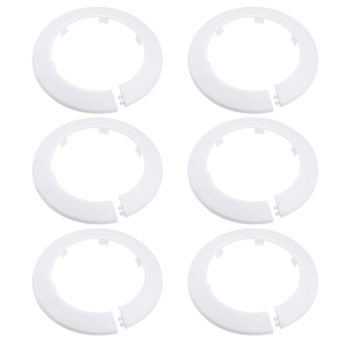sourcing map 89mm Pipe Cover Decoration PP Plastic Water Pipe Escutcheon White 6pcs