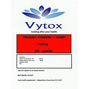 Organic Turmeric and Honey 1600mg 365 caps Anti-Inflammatory Immune System. 1 Year Supply. by Vytox