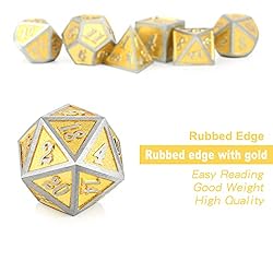 Metal Dungeons and Dragons Dice Set, DNDND 7 Rubbed