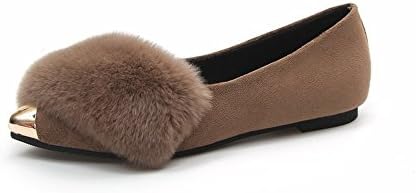Magone Womens Warm Suede Pointy Toe Slip On Flats brown 7