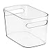 mDesign Bathroom Vanity Organizer Bins for Health and Beauty Products/Supplies, Towels, Perfume - Set of 2, Clear