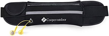 Cooper Outdoor Multifunctional Light Waterproof Running Waist Pack with Opening for Headphones and Sports Pouch Belt for iPhone 6s Plus in Running Walking Cycling Fitness Gym with Extender (Black)