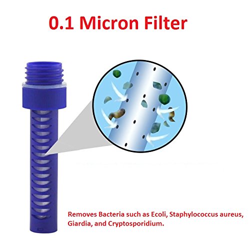 Portable Water Filter & Collapsible Bag with 0.1 Micron Straw