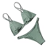RUUHEE Women Bikini Two Piece Sexy Solid Color Brazilian Top Bottom