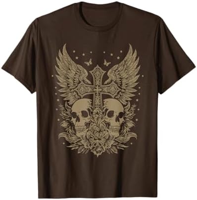 Amazon.com: Emo Y2K Grunge Aesthetic Alt Goth Skull Cross Gothic T 