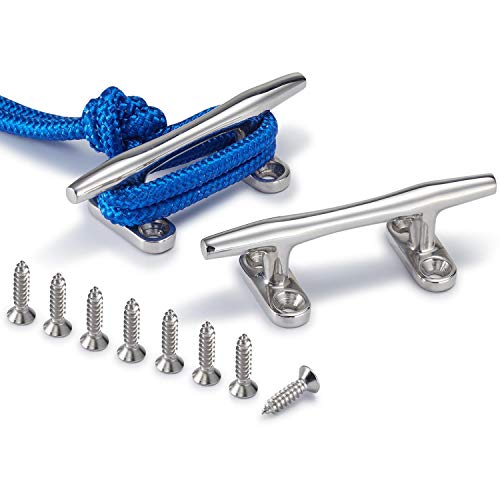 ZOMCHAIN Open Base Boat Cleat, Heavy Type 4 inch Dock Cleat 2PCS All 316 Stainless Steel Boat Mooring Accessories, Free Installation Screws, 2PCS - Thumbnail 5