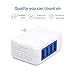 Besgoods 3.2A/16W High Speed 4-Port USB Wall Charger Portable Travel Charger Power Adapter with Folding Plug for iPhone 7 6s Plus, iPad, Samsung Galaxy, Android, HTC, Google Nexus and more, White