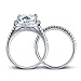 TIVANI Women's 2PCS Pretty 18K White Gold Plated Princess Cut CZ Bridal Engagement Wedding Band Set Best Anniversary Promise Rings for Her Eternity Love Collection Jewelry Heart Arrow Rings (10)