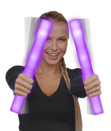 Fun Central 6 Pack - LED Supreme Foam Stick Baton Bulk - Light Up Batons for Wedding, Concert and Party - Purple