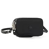 Wallet Handbag M.Way 3 Layers Storage Zipper Waterproof Nylon Crossbody Shoulder Bag Cell Phone Pouch Handbag Purse with Wrist Strap for iPhone6/7 Samsung S5 S6 S7 Under 5.5'' Black