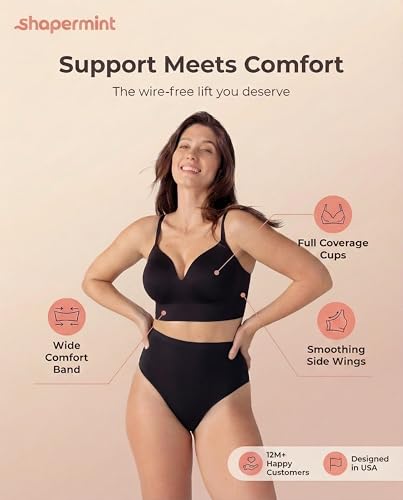 SHAPERMINT Seamless Wireless Bras for Women Full Support - Comfortable Bralette with Lift - Push Up Bra