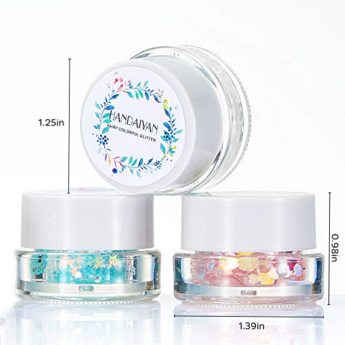 Various Color Body Glitter - Holographic Chunky Glitter with Natural Aloe Gel Makeup Bling Paillette for Face Body Hair and Nails Party Beauty Comestic Decoration Festival Rave Accessories (3 Pack) - Thumbnail 2