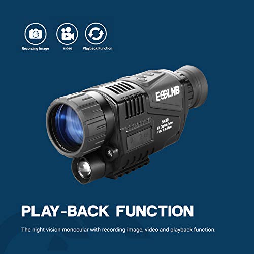 ESSLNB Night Vision Monocular 5X40 Night Vision Infrared Scope HD Digital Vision Scope Take Photos and Video Playback 1.5" LCD with TF Card for Hunting Security Surveilla