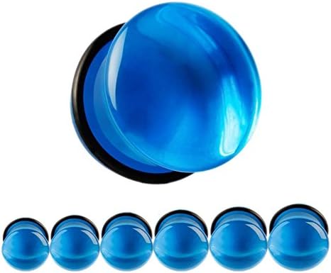 Pair of Single Flare Glass Ear Plugs Gauges (8mm=0g)