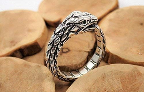 Ouroboros snake sterling silver ring wide FREE SHIPPING big men's ring