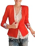 Allegra K Women Long Sleeve One Button Deep V Neck Casual OL Blazer Suit Jacket