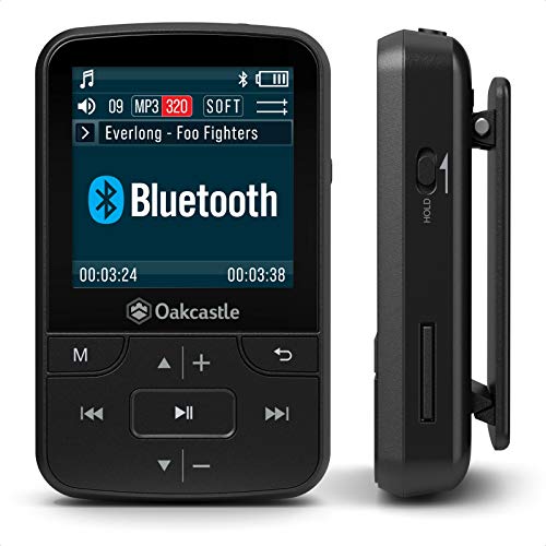 OAKCASTLE MP100 8GB Bluetooth MP3 Player | Portable Music Player & Headphone Connectivity | FM Radio & Micro SD Slot