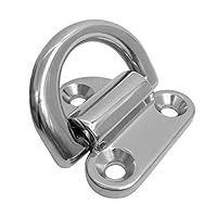 Qfauto Heavy Duty Folding Pad Eye Deck Lashing Ring Stainless Steel D Ring with Plate fit for Trailer Boat RV Truck