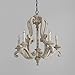 Lovedima Cottage Style Distressed Wood 5-Light Candelabra Chandelier with Scrolled Arms & Rust Canopy (Distressed White)