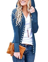 ZESICA Mujeres Casual Manga Larga Botón Abierto Delantero Ligero Outwear Cardigan con Bolsillos