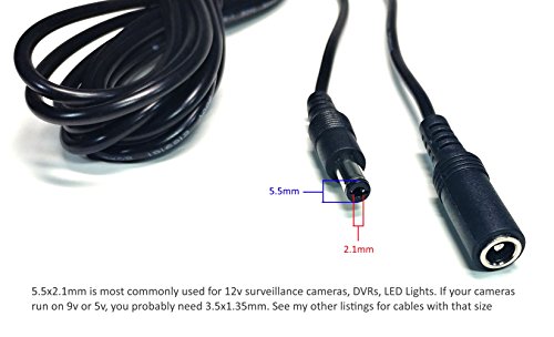 SuperTerrific 10' (3 Meters) Female/male DC Power extension cable/cord adapter for 12V surveillance cctv system. 5.5mm x 2.1mm - Thumbnail 2