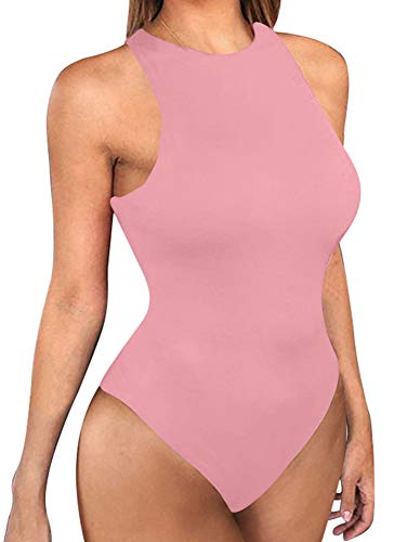 Photo 1 of LCNBA Women's Sexy High Neck Sleeveless Bodysuit Basic Top Bodysuit Jumpsuit