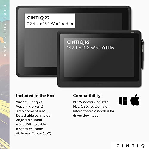 Wacom Cintiq 22 Drawing Tablet with Screen, 21.5
