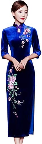 SOLOVEDRESS Women's Ancient Embroidery Cheongsam Traditional Dress Qipao Velvet for Girls