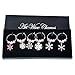 Souarts Mixed Christmas Snowflake Glass Wine Charms Markers Tag Pendant Set with Box Pack of 6pcs