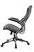 OfficeFactor Executive Ergonomic Computer Office Chair Back Mesh Bonded Leather Seat Flip-up Arms Lumbar Support Molded Foam Seat Adjustable Height Home Office Desk Chair (Black)