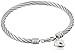 Stainless Steel Cable Bangle with Heart Lock Charm Bracelet, 2.75