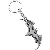 Bat-Shaped Metal Keychain, Silver, Gothic Style | Zinc Alloy, Key Ring