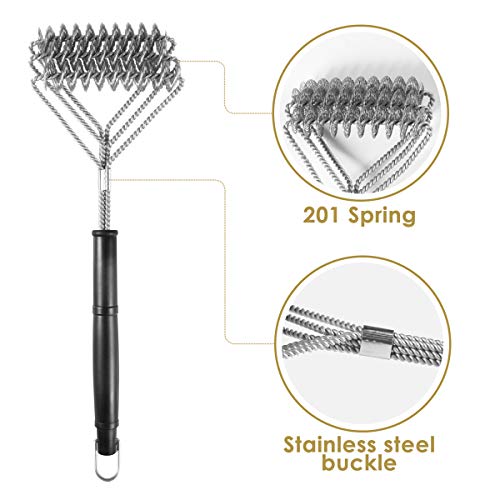 Lambow Grill Brush - Bristle Free Barbecue Brush - Stainless Steel BBQ Cleaner Safe for for Porcelain, Ceramic, Steel, Iron - Great Grilling Accessories (Newest Version)
