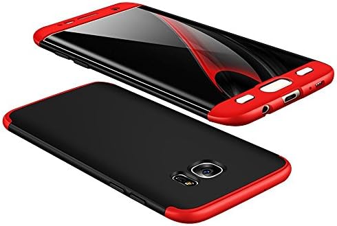 Galaxy S7 Edge Case, KMISS 3-in-1 Ultra Thin and Slim Hard PC Case Anti-Scratches Premium Slim 360 Degree Full Body Protective Cover for Samsung Galaxy S7 Edge (Black Red)