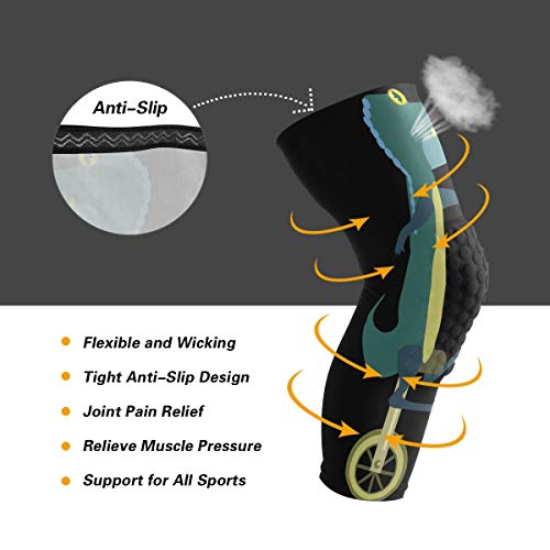Knee Sleeve Cartoon Alligator Riding Unicycle Full Leg Brace Compression Long Sleeves Pads for Meniscus Tear, Arthritis, Running, Workout, Basketball, Sports, Men and Women 1 Pair - Thumbnail 3